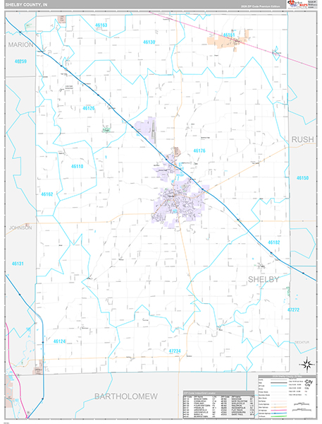 Shelby County, IN Zip Code Map