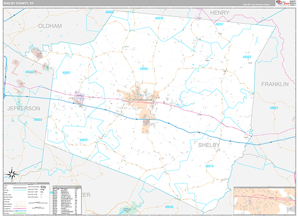 Shelby County, KY Wall Map