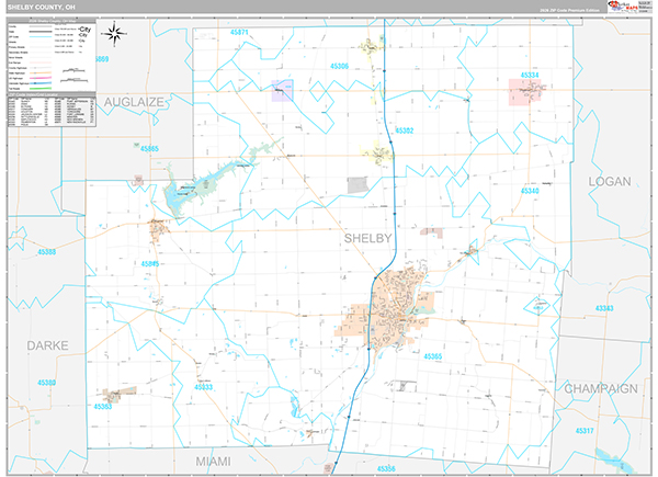 Shelby County, OH Zip Code Map