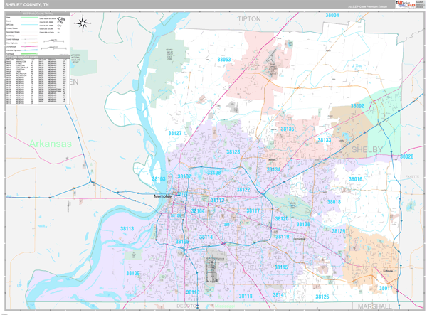 Shelby County Wall Map Premium Style