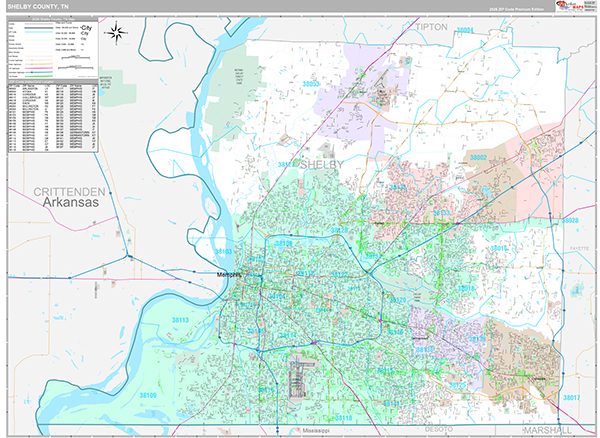 Shelby County, TN Zip Code Map