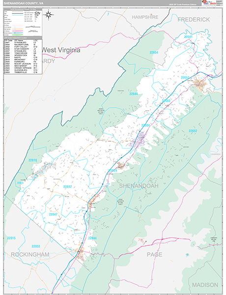 Shenandoah County, VA Wall Map