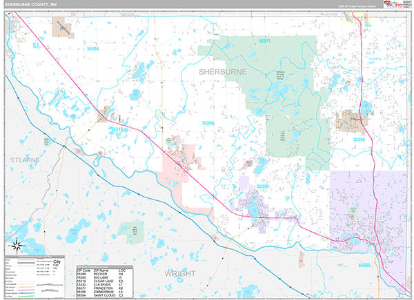 Sherburne County, MN Wall Map