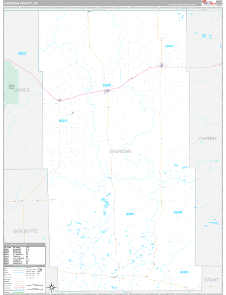 Sheridan County, NE Wall Map Premium Style