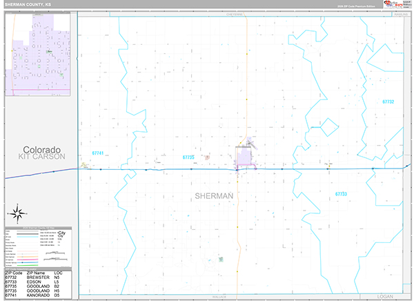 Sherman County, KS Wall Map