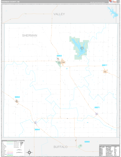 Sherman County, NE Wall Map