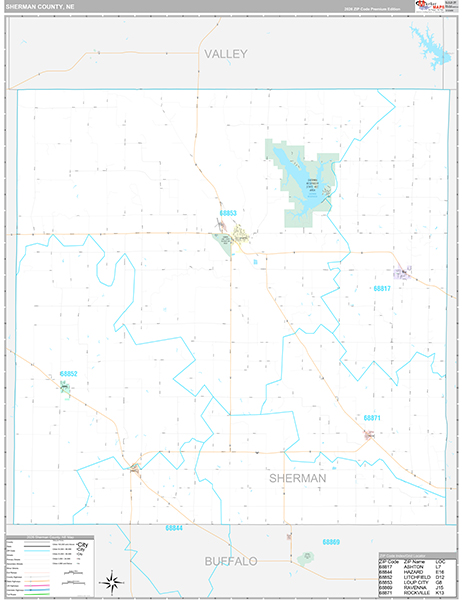 Sherman County, NE Zip Code Map
