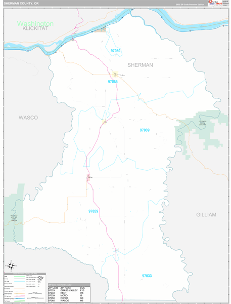 Sherman County, OR Wall Map