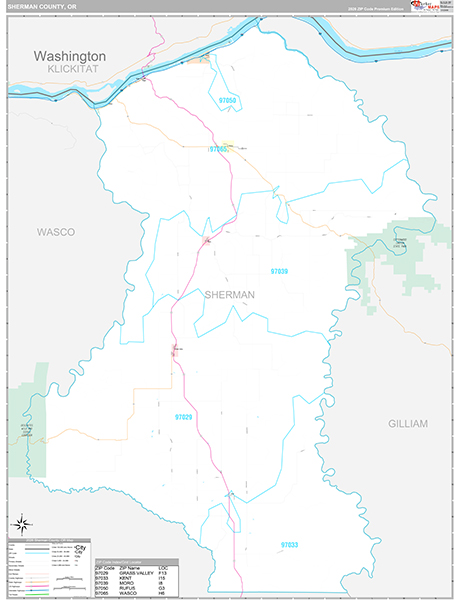 Sherman County, OR Wall Map