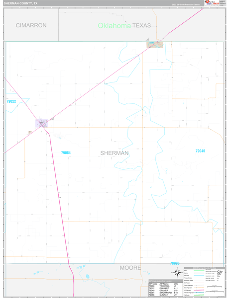 Sherman County, TX Wall Map