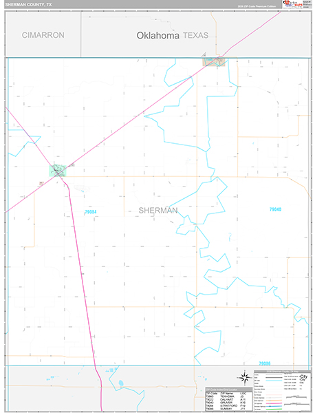 Sherman County, TX Zip Code Map