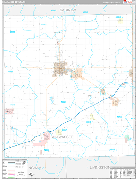 Shiawassee County, MI Zip Code Map