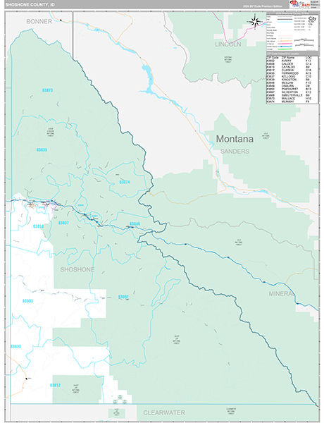Shoshone County, ID Carrier Route Wall Map