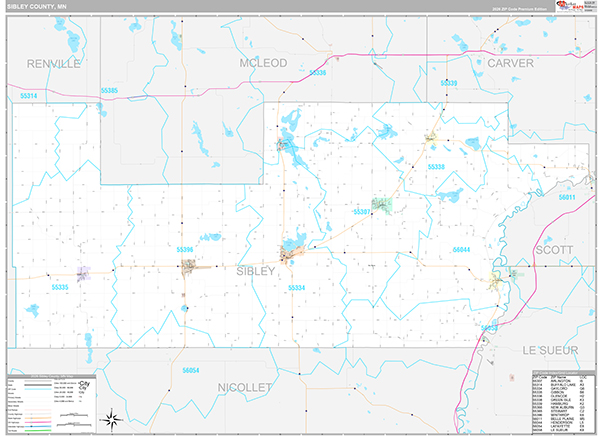 Sibley County, MN Wall Map