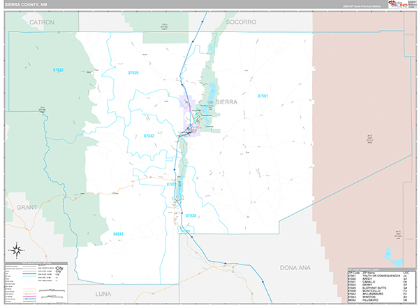 Sierra County, NM Wall Map