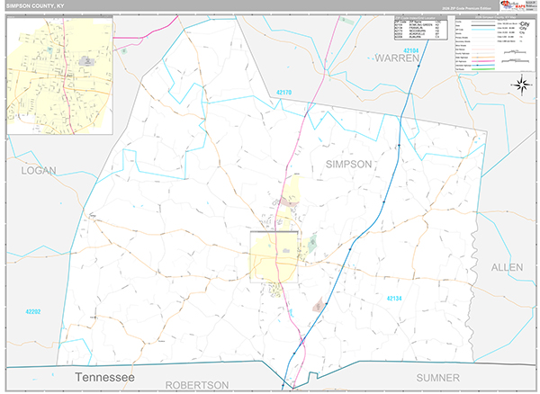 Simpson County, KY Zip Code Map