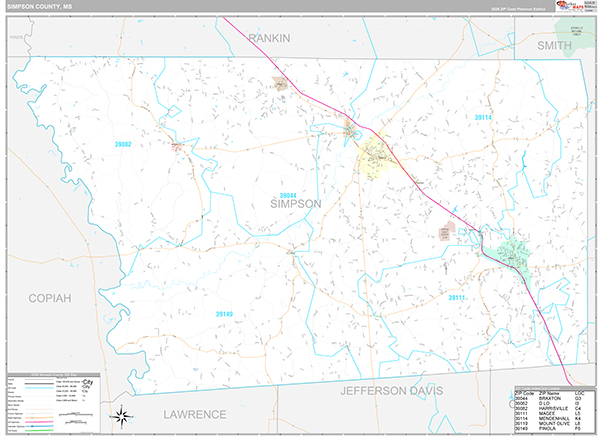 Simpson County, MS Zip Code Map