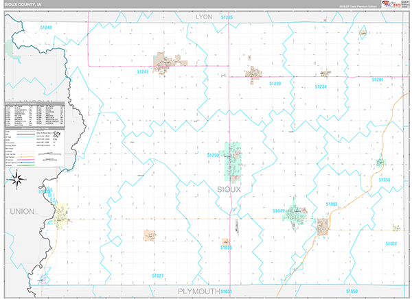 Sioux County, IA Wall Map