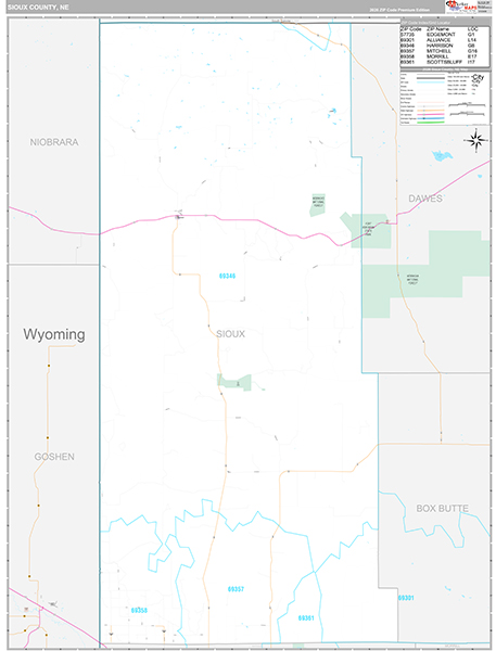 Sioux County, NE Zip Code Map