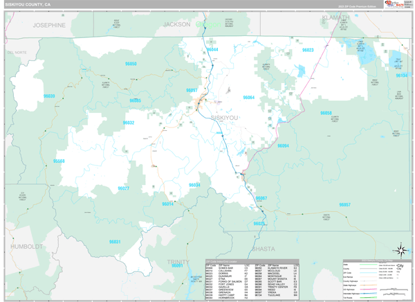 Siskiyou County, CA Wall Map