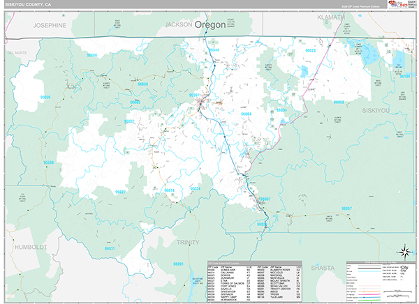 Siskiyou County, CA Map Premium Style