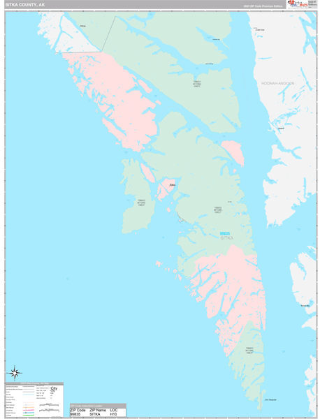 Sitka Borough (County), AK Carrier Route Wall Map