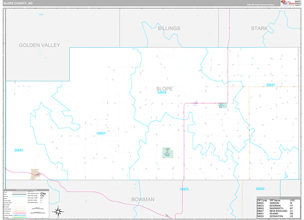 Slope County, ND Wall Map Premium Style