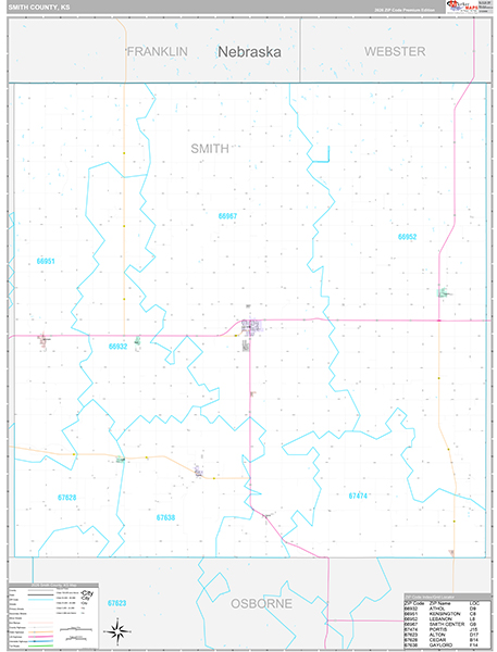 Smith County, KS Wall Map