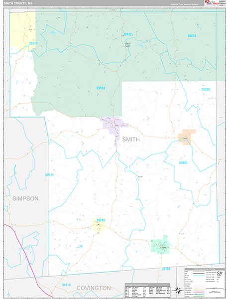 Smith County, MS Zip Code Map