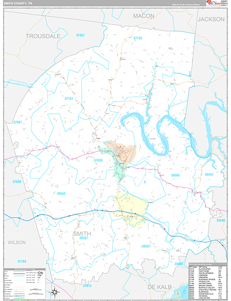 Smith County, TN Zip Code Map