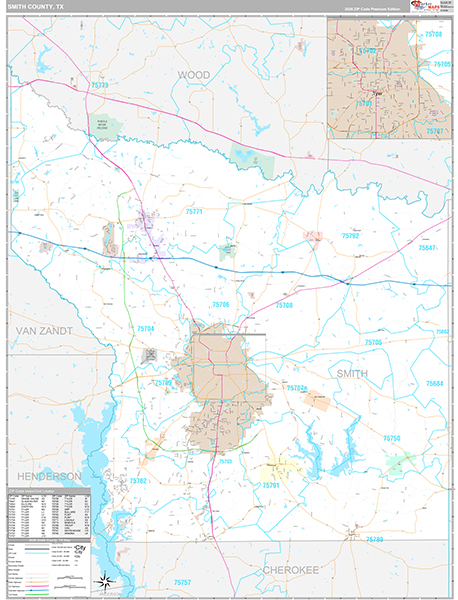 Smith County, TX Zip Code Map