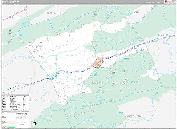 Smyth County, VA Wall Map