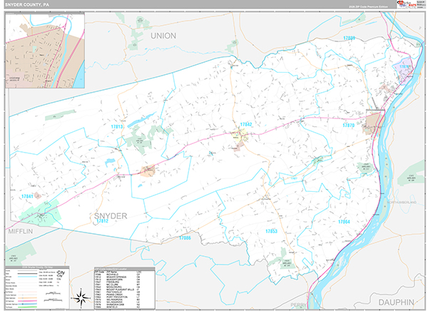 Snyder County, PA Wall Map Premium Style
