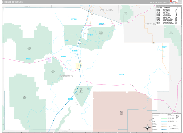 Socorro County Wall Map Premium Style