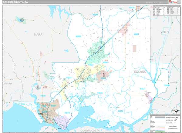 Solano County, CA Map Premium Style