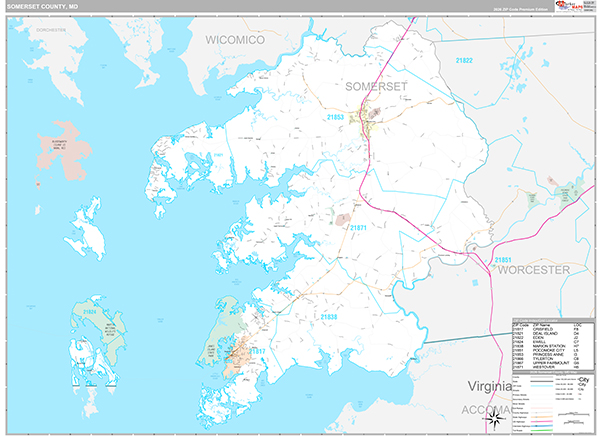Somerset County, MD Wall Map