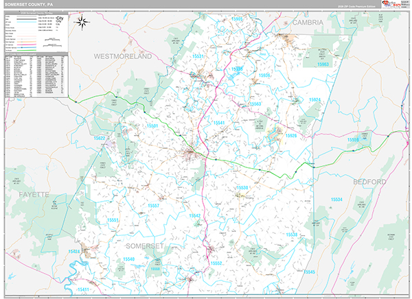 Somerset County, PA Wall Map