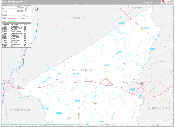 Southampton County Digital Map Premium Style