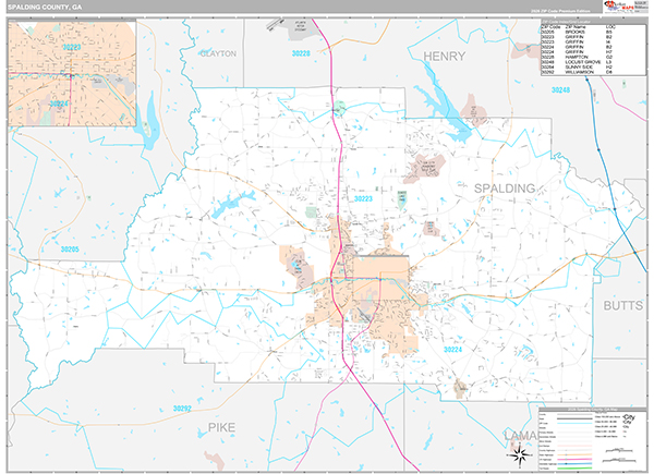 Spalding County, GA Zip Code Map