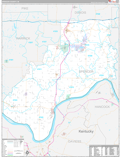 Spencer County, IN Zip Code Map
