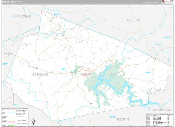 Spencer County, KY Zip Code Map