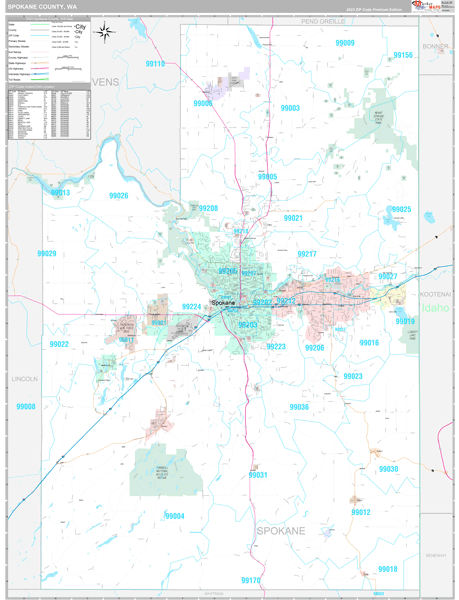 Spokane County, WA Zip Code Map