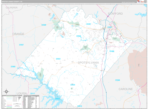Spotsylvania County, VA Carrier Route Wall Map