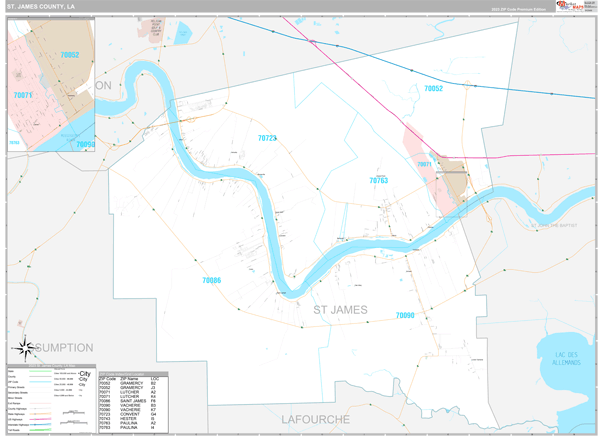 St. James County, LA Wall Map Premium Style by MarketMAPS - MapSales