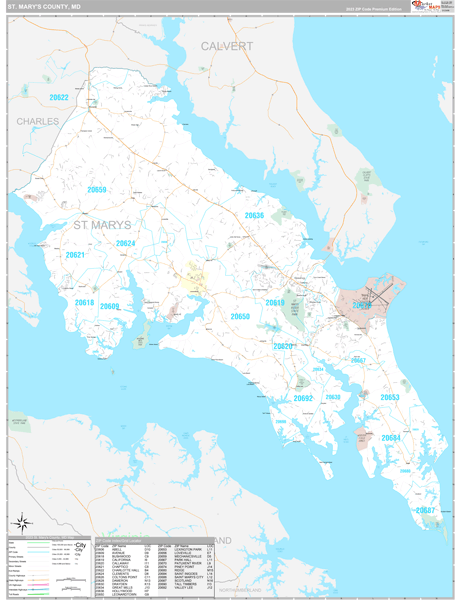 St Mary S County Property Lines St. Mary's County, Md Wall Map Premium Style By Marketmaps - Mapsales