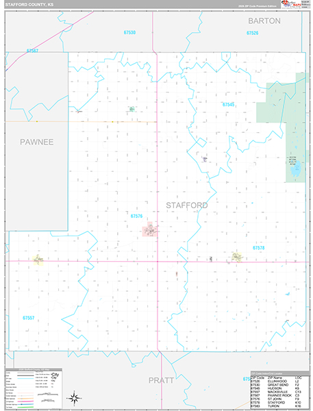 Stafford County, KS Wall Map