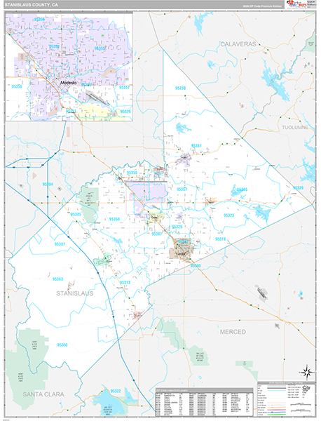 Stanislaus County, CA Map Premium Style