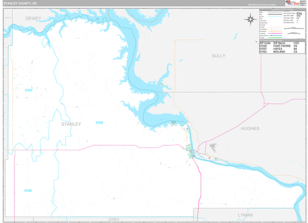 Stanley County, SD Carrier Route Wall Map