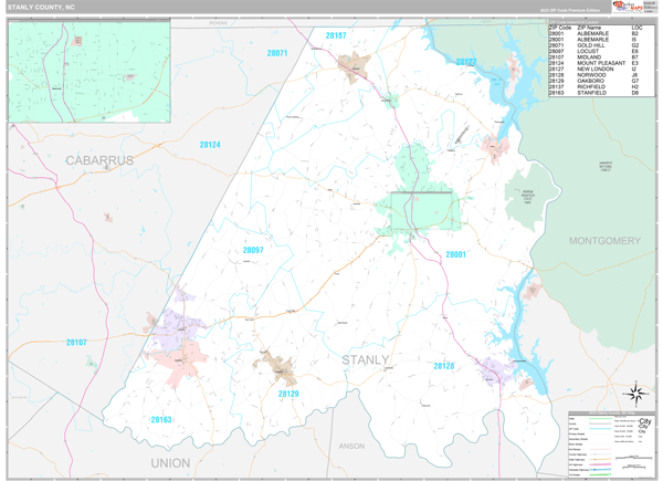 Stanly County, NC Wall Map