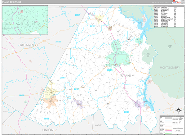 Stanly County, NC Wall Map